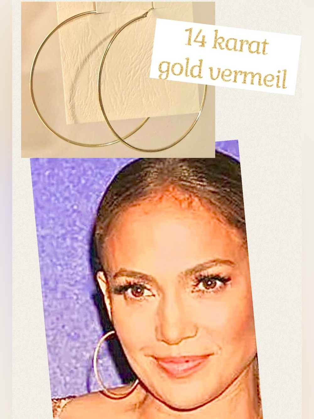 14k Gold vermeil 3” Hoop Earrings